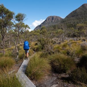 Putování po Tasmania Overland Tracku vede kolem zubatých skalních štítů, průzračných jezer a přes divoká rašeliniště.