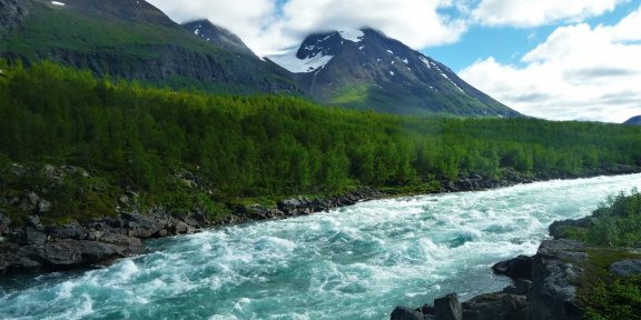 K deltě řeky Rapa ve švédském NP Sarek