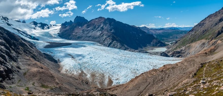 Ledovec Tunel a laguna Toro. Huemul Circuit, Patagonie