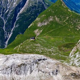 Memminger Hütte v Lechtalských Alpách, Rakousko