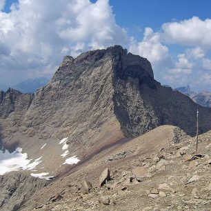 Parseierspitze z východu, Lechtalské Alpy, Rakousko