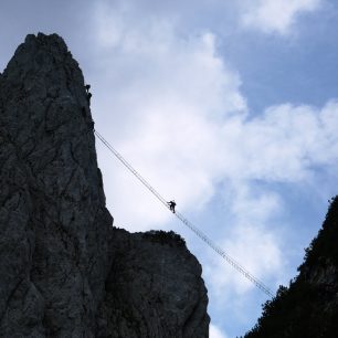 40 metrů dlouhý žebřík Riesenleiter - Via ferrata Intersport Donnerkogel Klettersteig