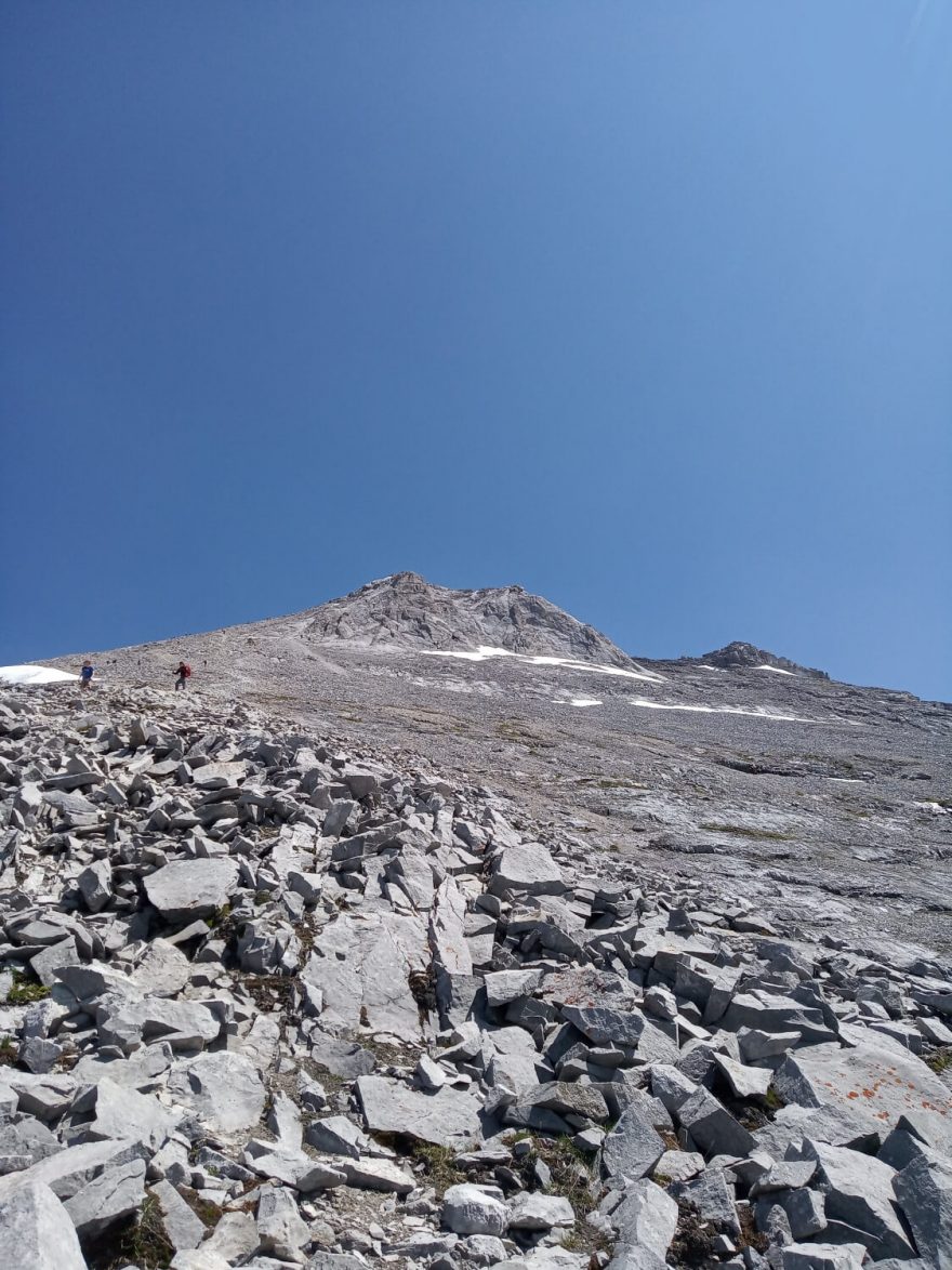 Horní část výstupu na Mount Rundle v kanadských Rockies