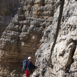 Ferata Cesare Piazzetta na Piz Boe, via ferraty Dolomity, italské Alpy