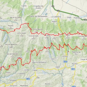 Mapa - Trek GR 240 kolem pohoří Sierra Nevada Andalusie