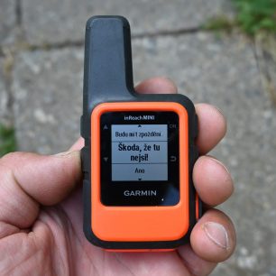 Příklad přednastavené zprávy v zařízení Garmin inReach Mini 5