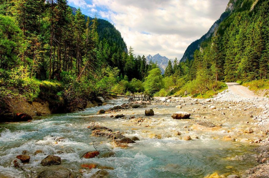 Údolí říčky Wimbach, Berchtesgaden.