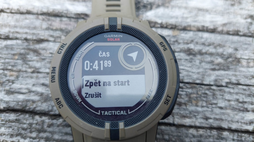 Když bloudíte nebo se chcete vrátit stejnou cestou stačí zadat Zpět na start - GARMIN INSTINCT 2 SOLAR TACTICAL EDITION