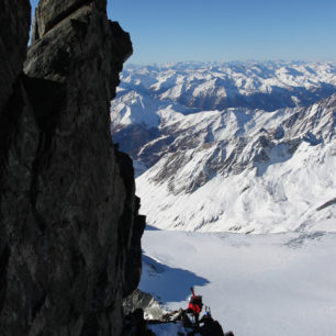 Vícedélka Stuedlgrat ve Vysokých Taurách, Grossglockner, Rakousko, Alpy