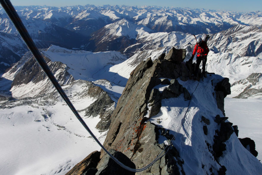 Vícedélka Stuedlgrat ve Vysokých Taurách, Grossglockner, Rakousko, Alpy