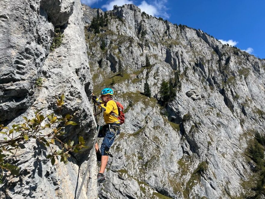 Překrásné lezení v příjemné skále po svazích hory Rossloch nabízí ferrata Kaiser Franc Josef Klettersteig obtížnosti D/E