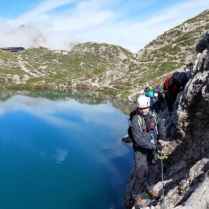 Via ferraty v Lienzských Dolomitech, v okolí Karlsbader Hütte