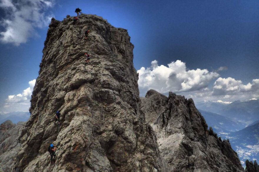 Via ferraty v Lienzských Dolomitech, v okolí Karlsbader Hütte