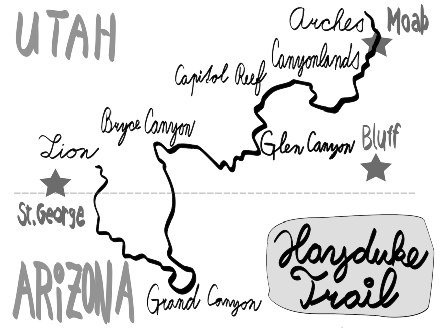 Hayduke Trail - 1 300 kilometrů dlouhá trasa pouštěmi a kaňony na Kolorádské plošině v Utahu a Arizoně