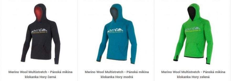 Merino Wool Multistretch - Pánská mikina klokanka Hory - všechny barvy