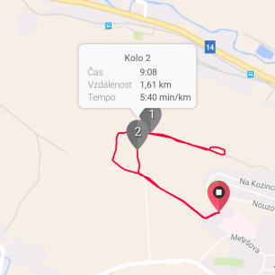 GARMIN Connect Jak takový běh vypadá na mapě v telefonu.