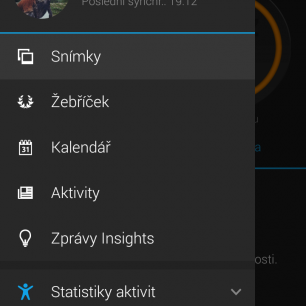 GARMIN Connect Záložka v nastavení.