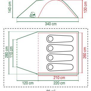 Rozměry stanu Coleman Kobuk Valley 4 Plus.