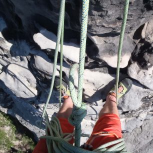 Testování lana Edelrid Tommy Caldwell DT 9.6 mm na Hrubé skále.