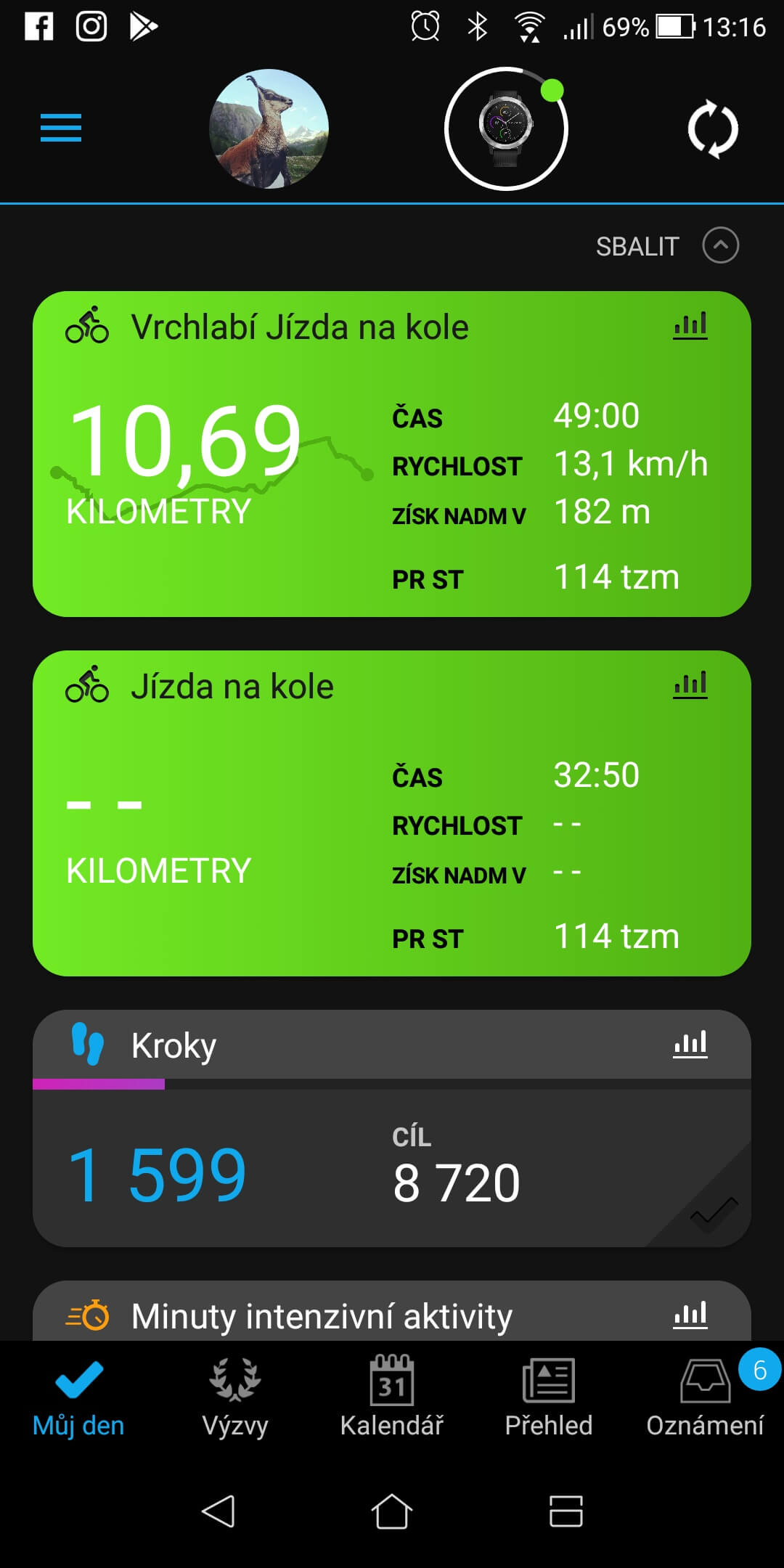 Jízda na kole a její zobrazení v aplikaci GARMIN Connect.